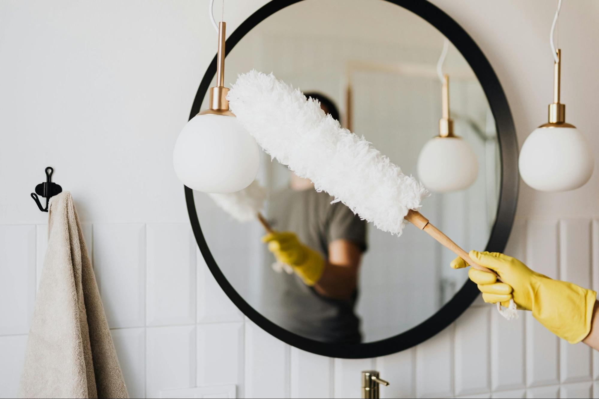 Dust brush being utilized at home